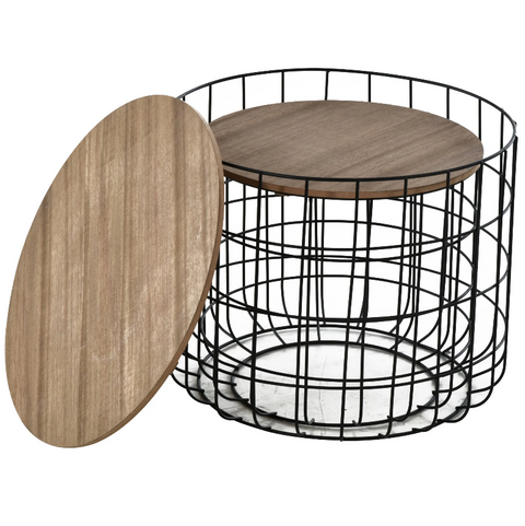Rootz Side Tables - Coffee Tables - Set Of 2 - Steel - Processed Wood - Black - Brown