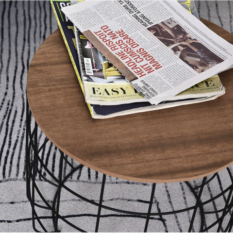 Rootz Side Tables - Coffee Tables - Set Of 2 - Steel - Processed Wood - Black - Brown