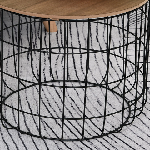 Rootz Side Tables - Coffee Tables - Set Of 2 - Steel - Processed Wood - Black - Brown