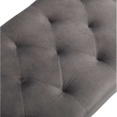 Rootz Sofa - Dining Room Sofa - Upholstered Sofa - Velvet - Metal - Gray - Gold - 116 x 44.5 x 49 cm