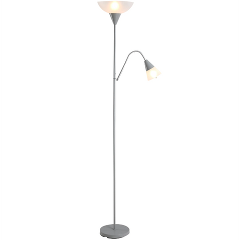 Rootz Floor Lamp - Standing Lamp - Adjustable - Two Lamps - Design - Silver - 28 x 28 x 179.5 cm