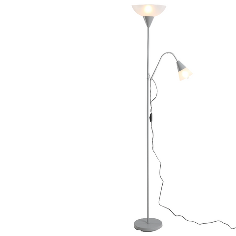 Rootz Floor Lamp - Standing Lamp - Adjustable - Two Lamps - Design - Silver - 28 x 28 x 179.5 cm