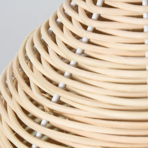 Rootz Table lamp - Mood lighting - Bedside lamp - E27 - Rattan - Linen - Steel - Beige - 22 x 22 x 40 cm