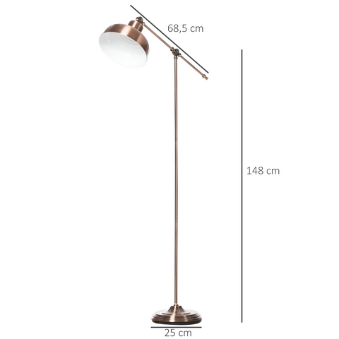 Rootz Floor Lamp - Standing Lamp - Adjustable Shade - E27 - Metal - Bronze - Industrial - 68.5 x 25 x 148 cm