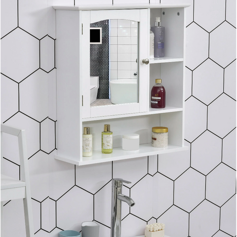 Rootz Muscilteo Mirror cabinet - Bathroom cabinet - Upper cabinet - Open compartments - Storage space - White - MDF - 60 x 18 x 63 cm