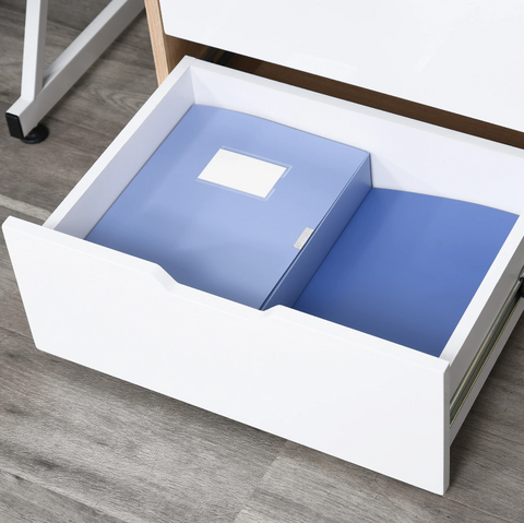 Rootz Drawer Unit - Filing Cabinet - Office Cabinet - 3 Drawers - Processed Wood - White - Natural - 55 x 45 x 65.5 cm