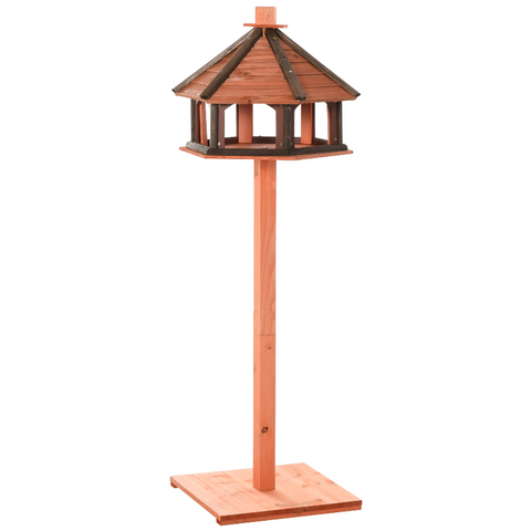 Rootz Birdhouse - Standard - Bird Stand - Waterproof Roof - Bird Feeder House - Brown - Fir Wood - Nature - 52 x 52 x 130 cm