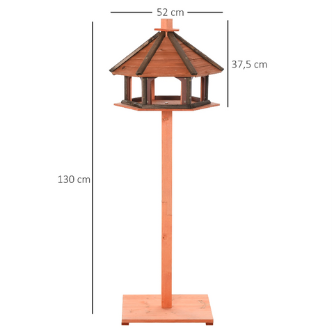 Rootz Birdhouse - Standard - Bird Stand - Waterproof Roof - Bird Feeder House - Brown - Fir Wood - Nature - 52 x 52 x 130 cm