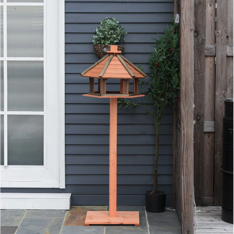 Rootz Birdhouse - Standard - Bird Stand - Waterproof Roof - Bird Feeder House - Brown - Fir Wood - Nature - 52 x 52 x 130 cm