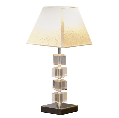 Rootz Table Lamp - Rotating Crystals - Atmosphere - Fabric Shade - Metal Base - Cream - METal - Fabric - 20 x 20 x 47 cm