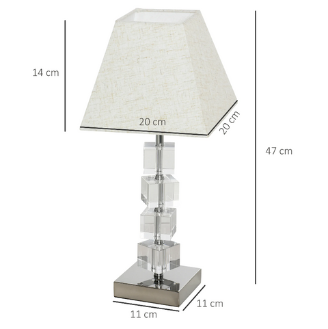 Rootz Table Lamp - Rotating Crystals - Atmosphere - Fabric Shade - Metal Base - Cream - METal - Fabric - 20 x 20 x 47 cm