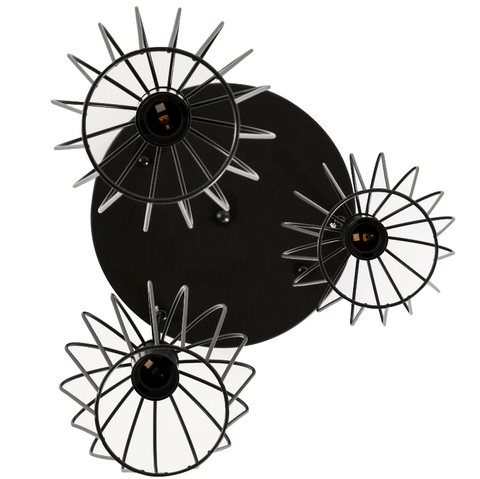 Rootz Hanging Lamp - Ceiling Lamp - Cage Design - Three Lamps - Chandelier - Modern - Black - Metal - 38 x 38 x 145 cm