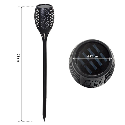 Rootz Garden Lamp - Set Of 2 - Electric Torch - Garden Torch - 51 LEDS - Waterproof - Plastic - Black