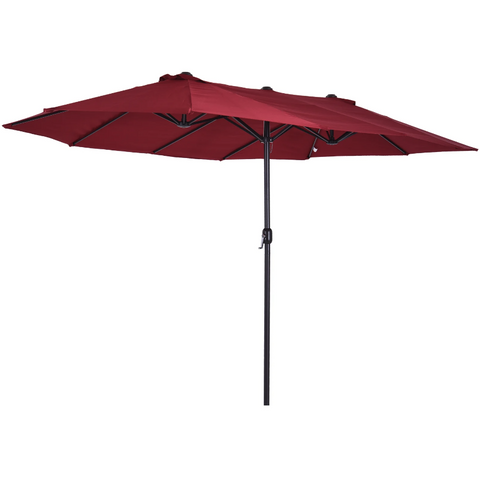 Rootz Parasol - Market Parasol - Large Parasol - Double Parasol - Water-repellent - Polyester - Green/Cream/Grey/Coffee/Black/Red - L460 x W270 x H240 cm