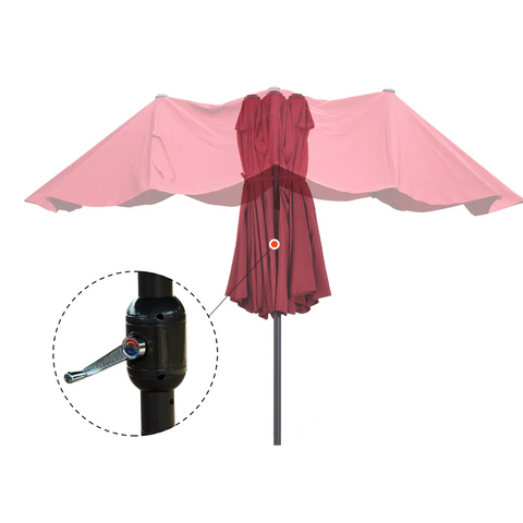 Rootz Parasol - Market Parasol - Large Parasol - Double Parasol - Water-repellent - Polyester - Green/Cream/Grey/Coffee/Black/Red - L460 x W270 x H240 cm