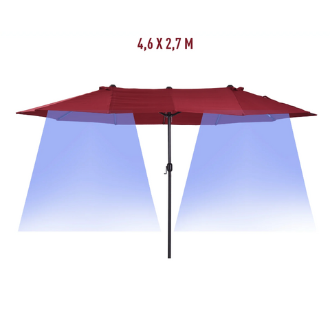 Rootz Parasol - Market Parasol - Large Parasol - Double Parasol - Water-repellent - Polyester - Green/Cream/Grey/Coffee/Black/Red - L460 x W270 x H240 cm