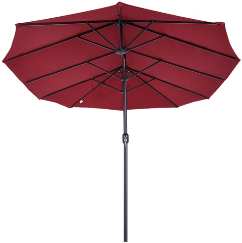 Rootz Parasol - Market Parasol - Large Parasol - Double Parasol - Water-repellent - Polyester - Green/Cream/Grey/Coffee/Black/Red - L460 x W270 x H240 cm