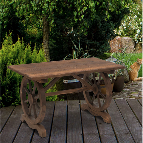 Rootz Gartentisch – Balkontisch – Holztisch – wetterfest – Radform – Massivholz – Natur – 115 x 60 x 65 cm 