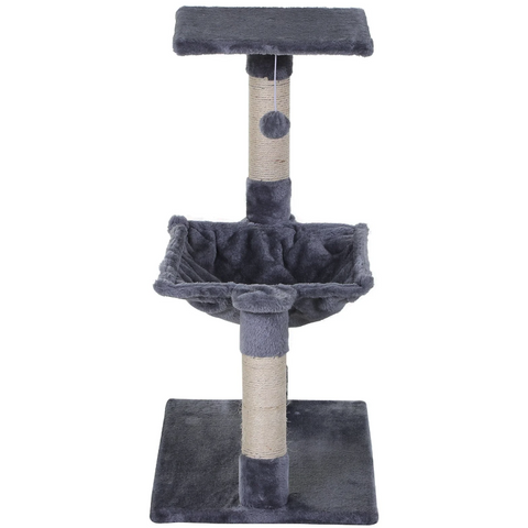 Rootz Kratzbaum – Kratzbaum – Kletterbaum – Hängematte – Spielzeug – Sisal – handgefertigtes Holz – Creme/Grau – 50 x 36 x 70 cm 