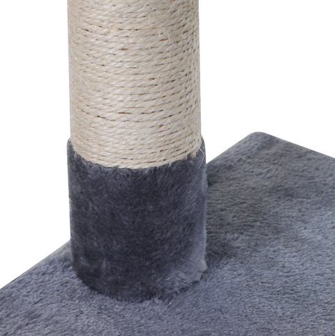 Rootz Kratzbaum – Kratzbaum – Kletterbaum – Hängematte – Spielzeug – Sisal – handgefertigtes Holz – Creme/Grau – 50 x 36 x 70 cm 