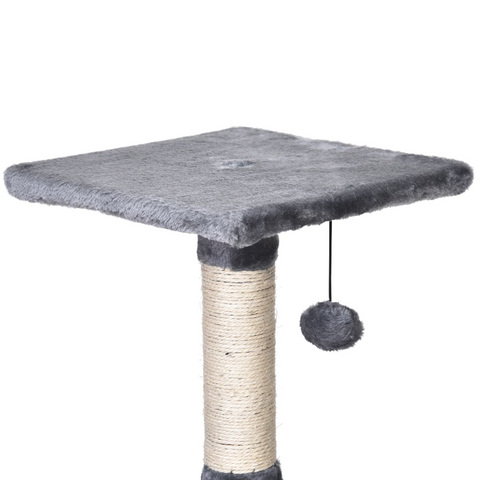 Rootz Scratching Post - Cat Tree - Cat House - Cave - Gray - Beige - Crafted Wood - Plush - 40 x 40 x 98 cm