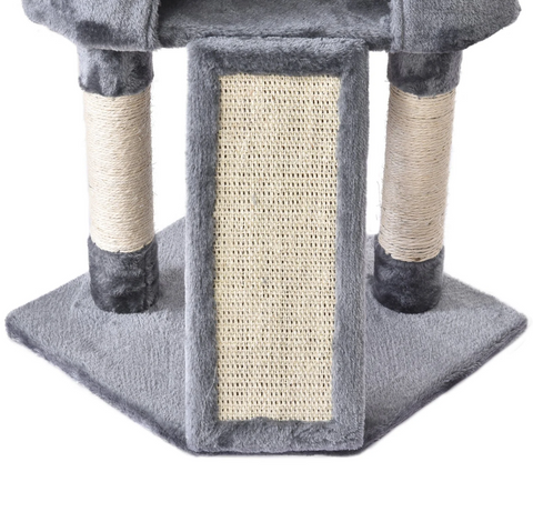 Rootz Scratching Post - Cat Tree - Cat House - Cave - Gray - Beige - Crafted Wood - Plush - 40 x 40 x 98 cm