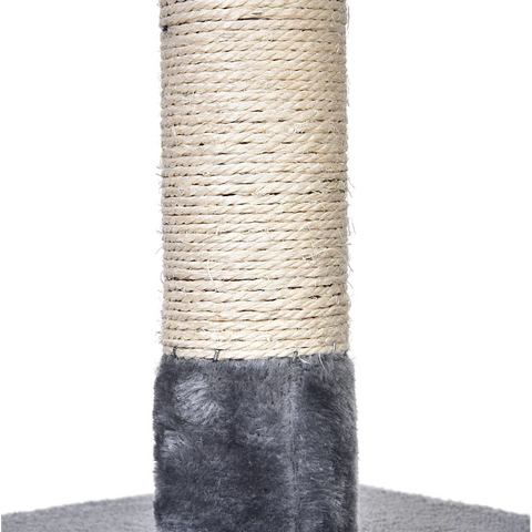 Rootz Scratching Post - Cat Tree - Cat House - Cave - Gray - Beige - Crafted Wood - Plush - 40 x 40 x 98 cm