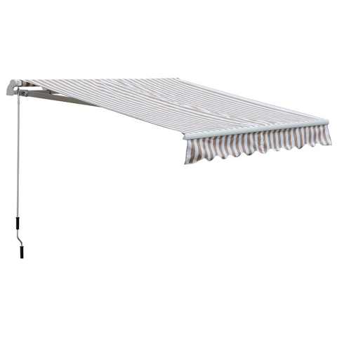 Rootz Voortent - Zonwering - Handslinger - Knikarm - Elektrisch - Aluminium - Zonwering - Beige - Wit - 300 x 250 cm