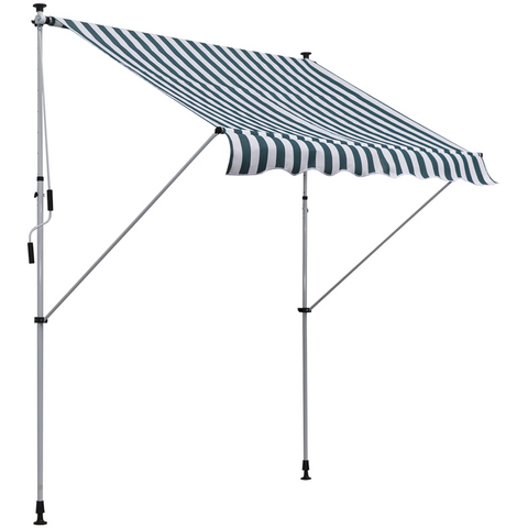 Rootz Awning - Sun protection - Articulated arm - Hand crank - Aluminum - Green/Blue - White - 2 x 1.5 m