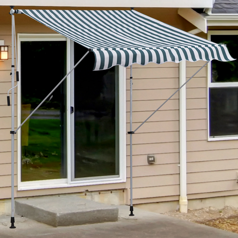 Rootz Awning - Sun protection - Articulated arm - Hand crank - Aluminum - Green/Blue - White - 2 x 1.5 m
