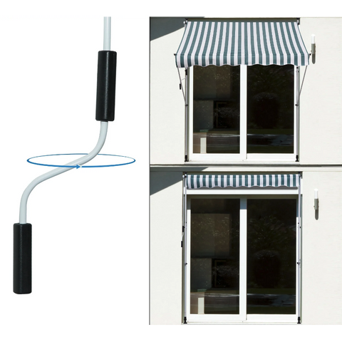 Rootz Awning - Sun protection - Articulated arm - Hand crank - Aluminum - Green/Blue - White - 2 x 1.5 m