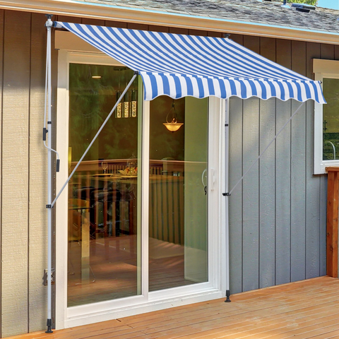 Rootz Awning - Sun protection - Articulated arm - Hand crank - Aluminum - Green/Blue - White - 2 x 1.5 m