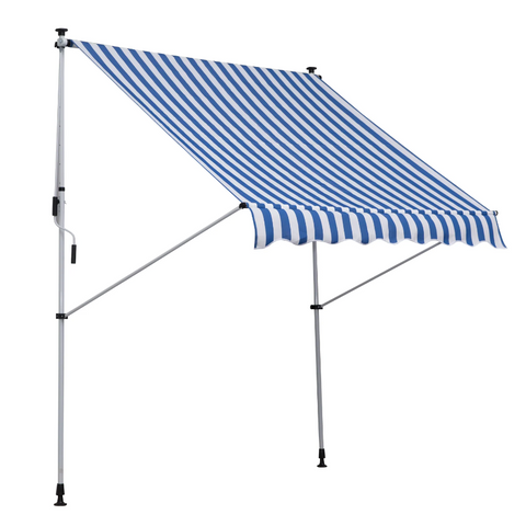 Rootz Awning - Sun protection - Articulated arm - Hand crank - Aluminum - Green/Blue - White - 2 x 1.5 m