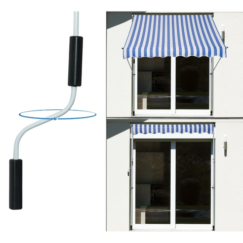 Rootz Awning - Sun protection - Articulated arm - Hand crank - Aluminum - Green/Blue - White - 2 x 1.5 m