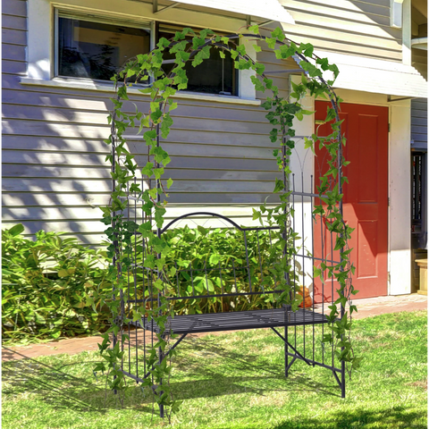 Rootz Rosenbank – Rosenbogen – Gartenbank – Pavillonbank – Metall – Schwarz – 115 x 59 x 203 cm