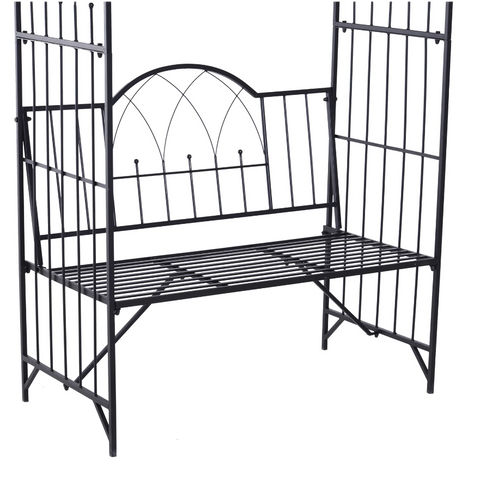 Rootz Rosenbank – Rosenbogen – Gartenbank – Pavillonbank – Metall – Schwarz – 115 x 59 x 203 cm