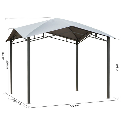 Rootz Garden pavilion - Canopy - Sun protection - Party tent - Pergola - Gray - 3 x 3 m