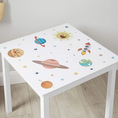 Rootz Kindertisch-Set – 2 Stühle – 1 Tisch – Massivholz – 3-teilig – Weiß – Spielzimmer – Kinderzimmer
