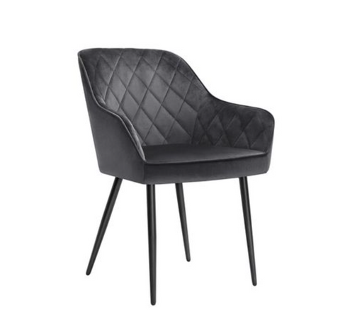 Rootz Dining chair - Armchair - Upholstered - Armrests - Metal - Velvet - Gray - 62.5 x 60 x 85 cm