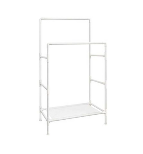 Rootz Clothes Rack - Wardrobe Rack - Two Rods - Metal - Plastic - White - 88 x 44 x 154 cm