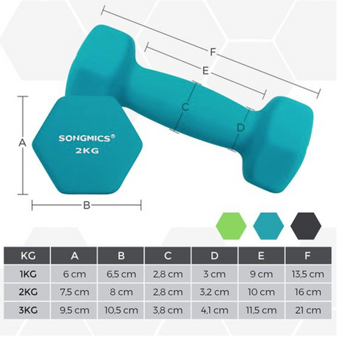 Rootz Hantel-Set – Hanteln – Gewichtheben – 6-teilig – Hantelständer – 2 x 1 kg – 2 x 2 kg – 2 x 3 kg