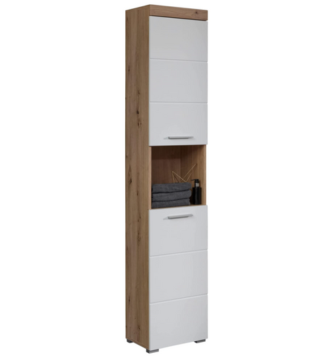 Rootz Bathroom Cabinet - High Cabinet with Open Compartment - High Gloss - 37 x 190 x 31 cm