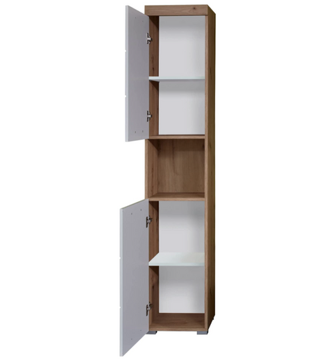 Rootz Bathroom Cabinet - High Cabinet with Open Compartment - High Gloss - 37 x 190 x 31 cm