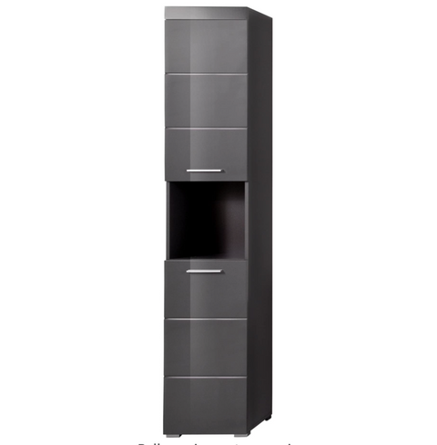 Rootz Bathroom Cabinet - High Cabinet with Open Compartment - High Gloss - 37 x 190 x 31 cm