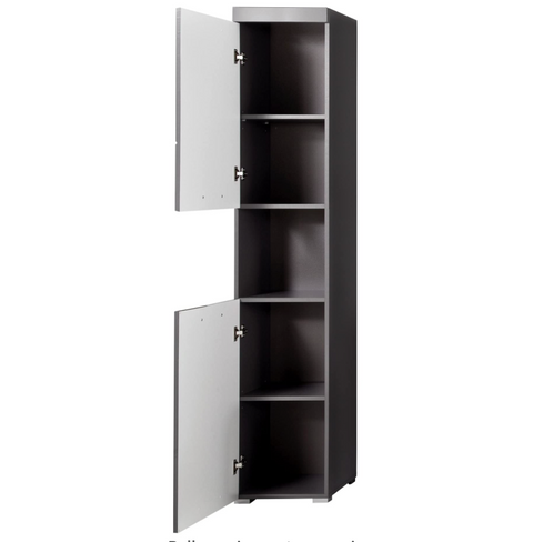 Rootz Bathroom Cabinet - High Cabinet with Open Compartment - High Gloss - 37 x 190 x 31 cm
