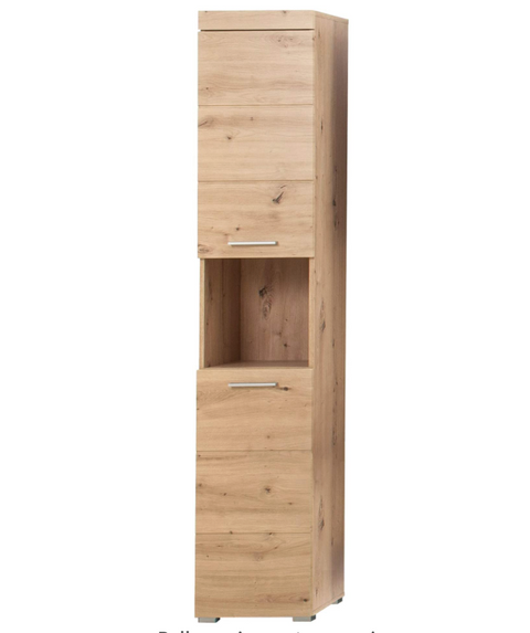 Rootz Bathroom Cabinet - High Cabinet with Open Compartment - High Gloss - 37 x 190 x 31 cm