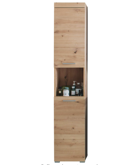 Rootz Bathroom Cabinet - High Cabinet with Open Compartment - High Gloss - 37 x 190 x 31 cm