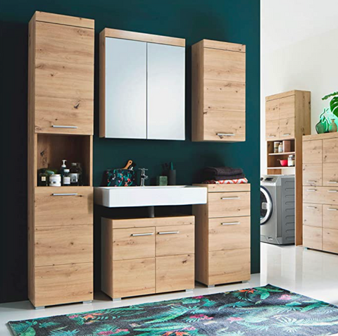 Rootz Bathroom Cabinet - High Cabinet with Open Compartment - High Gloss - 37 x 190 x 31 cm