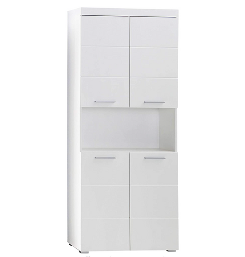 Rootz Bathroom Cabinet - High Cabinet with Open Compartment - High Gloss - 73 x 190 x 31 cm