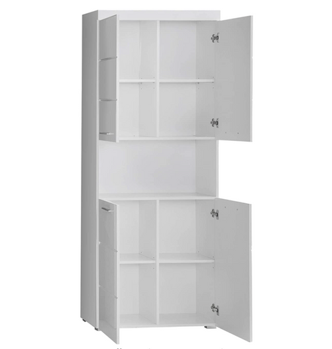 Rootz Bathroom Cabinet - High Cabinet with Open Compartment - High Gloss - 73 x 190 x 31 cm